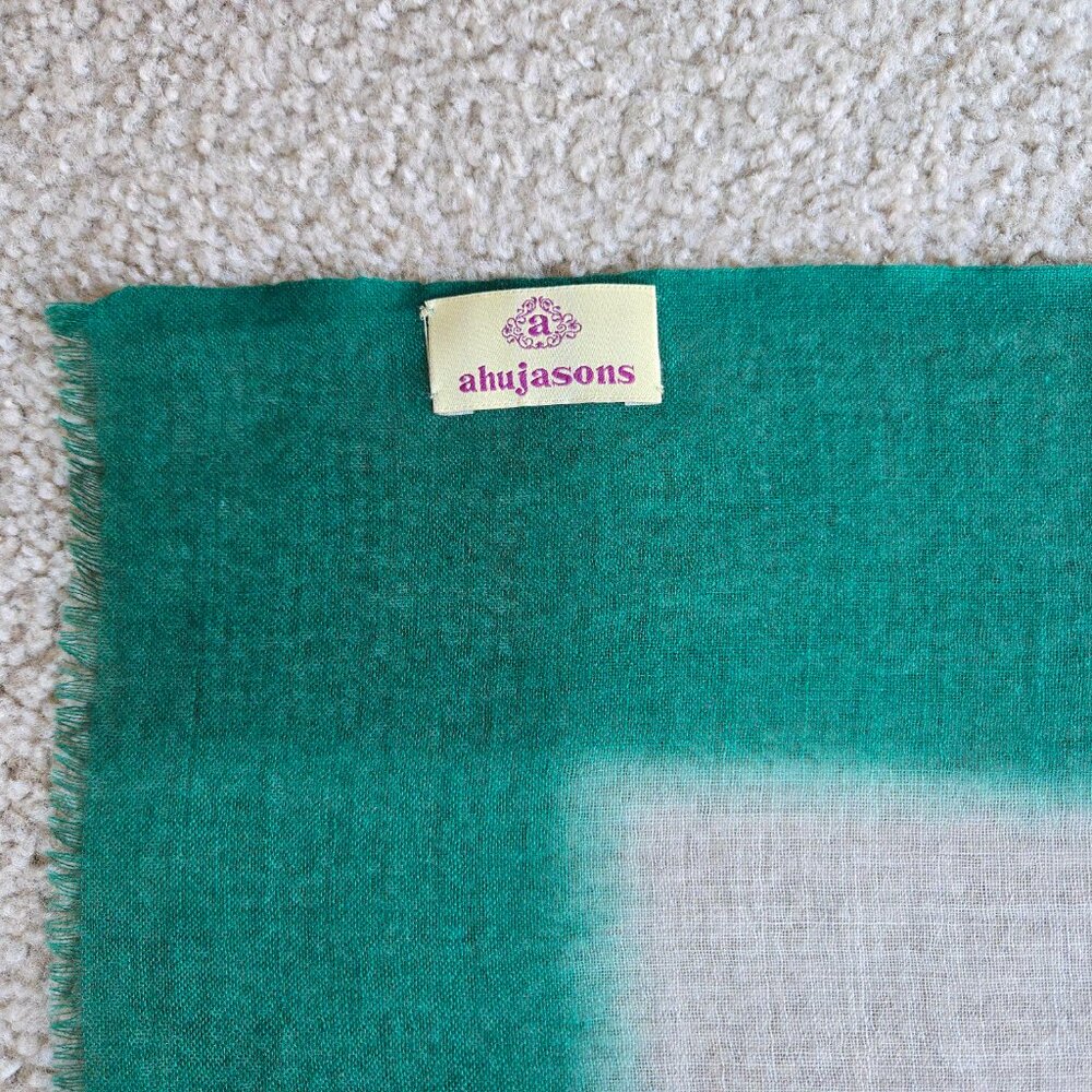 NWOT Lightweight Wool Scarf Ahujasons Green and Natural/Tan - Picture 3 of 12